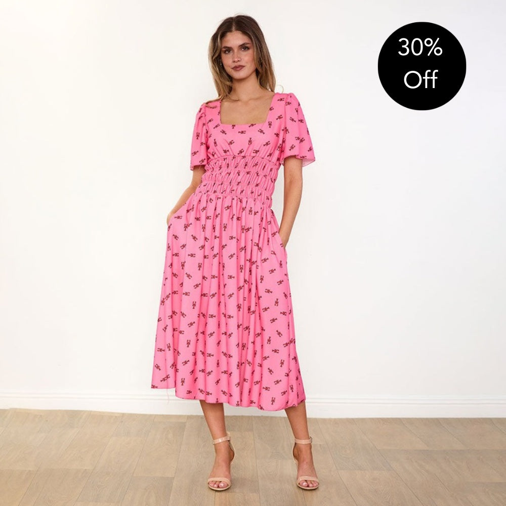 Iris Dress (Pink Lobster) - 30% Off