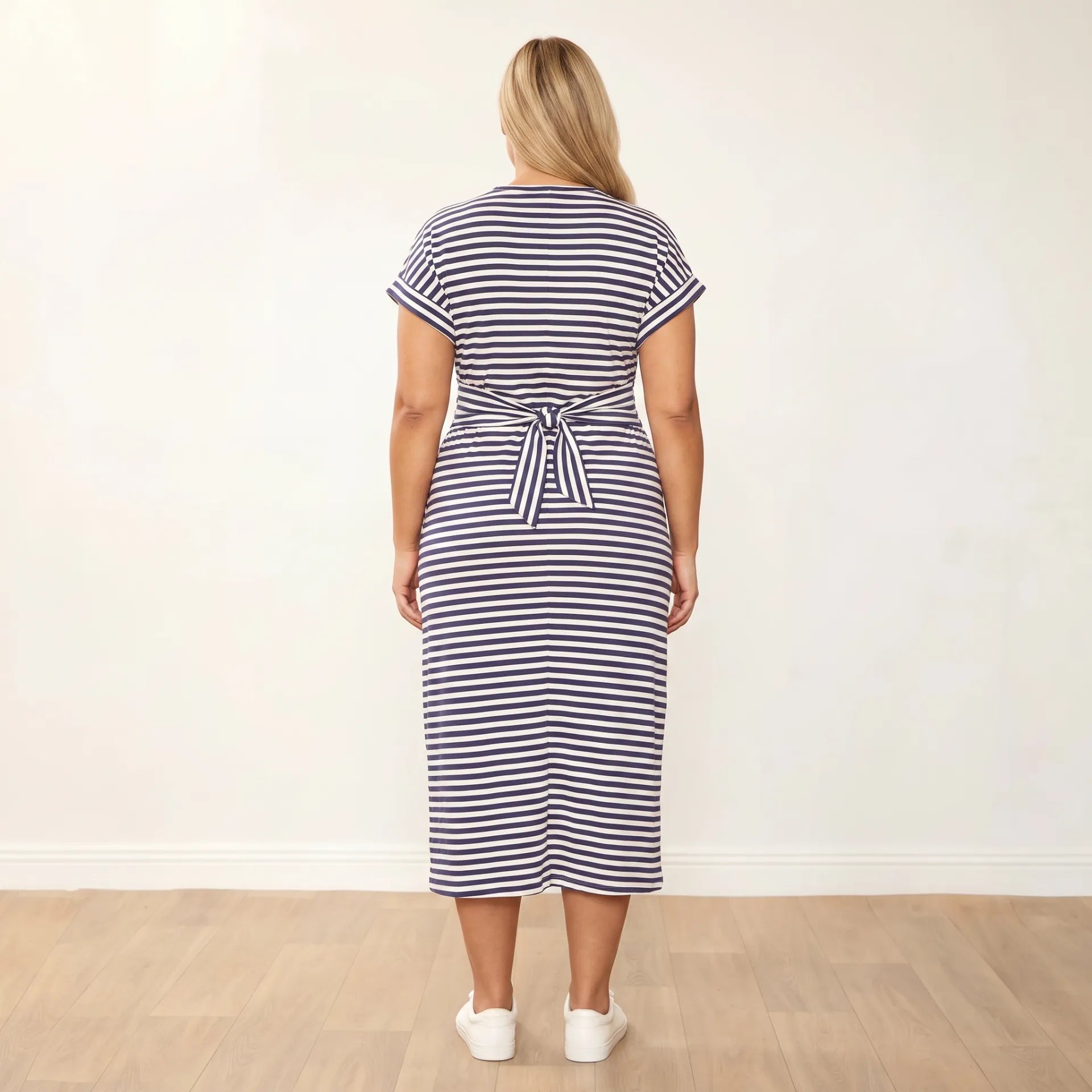 Lenny Dress Blue Stripe - Plus Size XXL - Back view