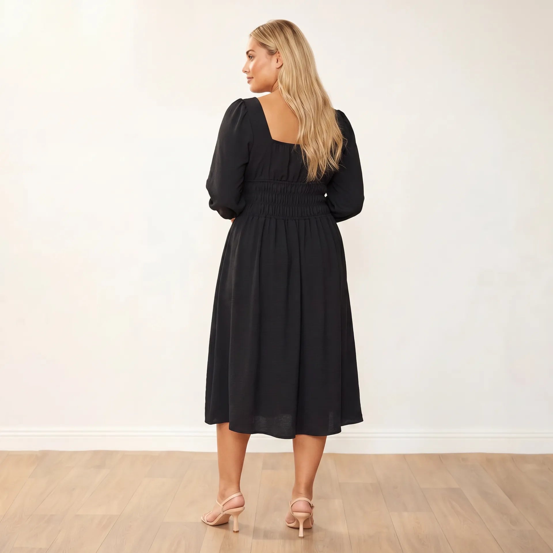 Evelyn Dress Black - Plus Size XXL Back View