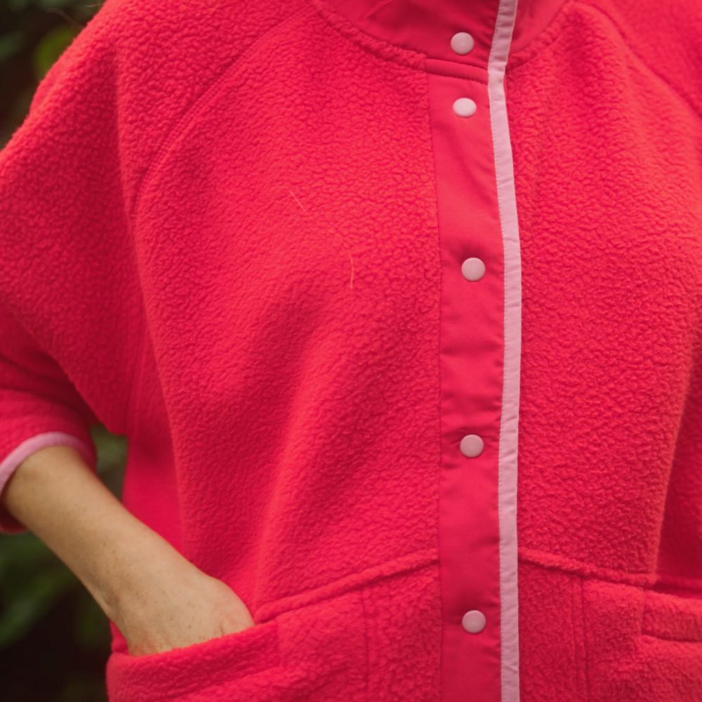 Molly Fleece Jacket (Coral Red/Pink Trim)