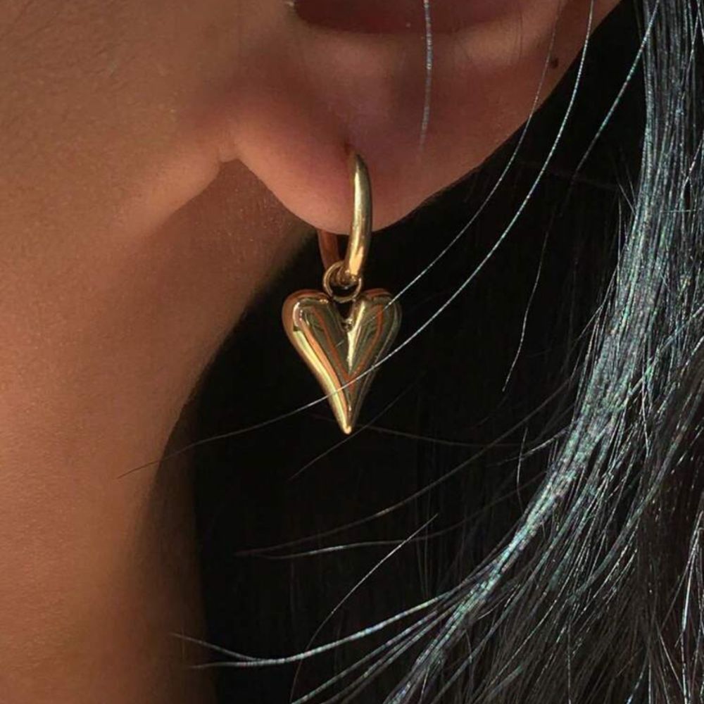 Large Peach Shaped heart pendant earrings