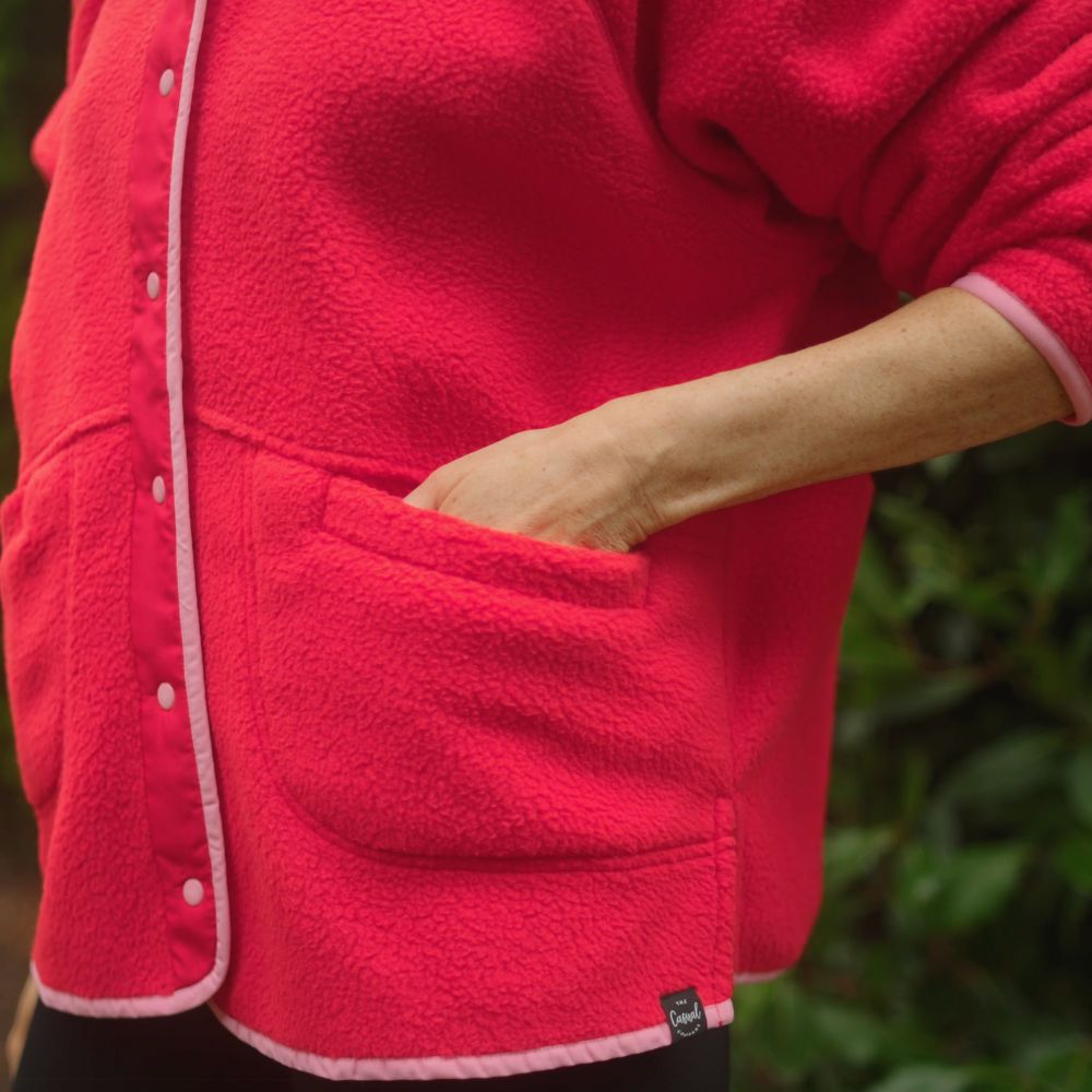 Molly Fleece Jacket (Coral Red/Pink Trim)