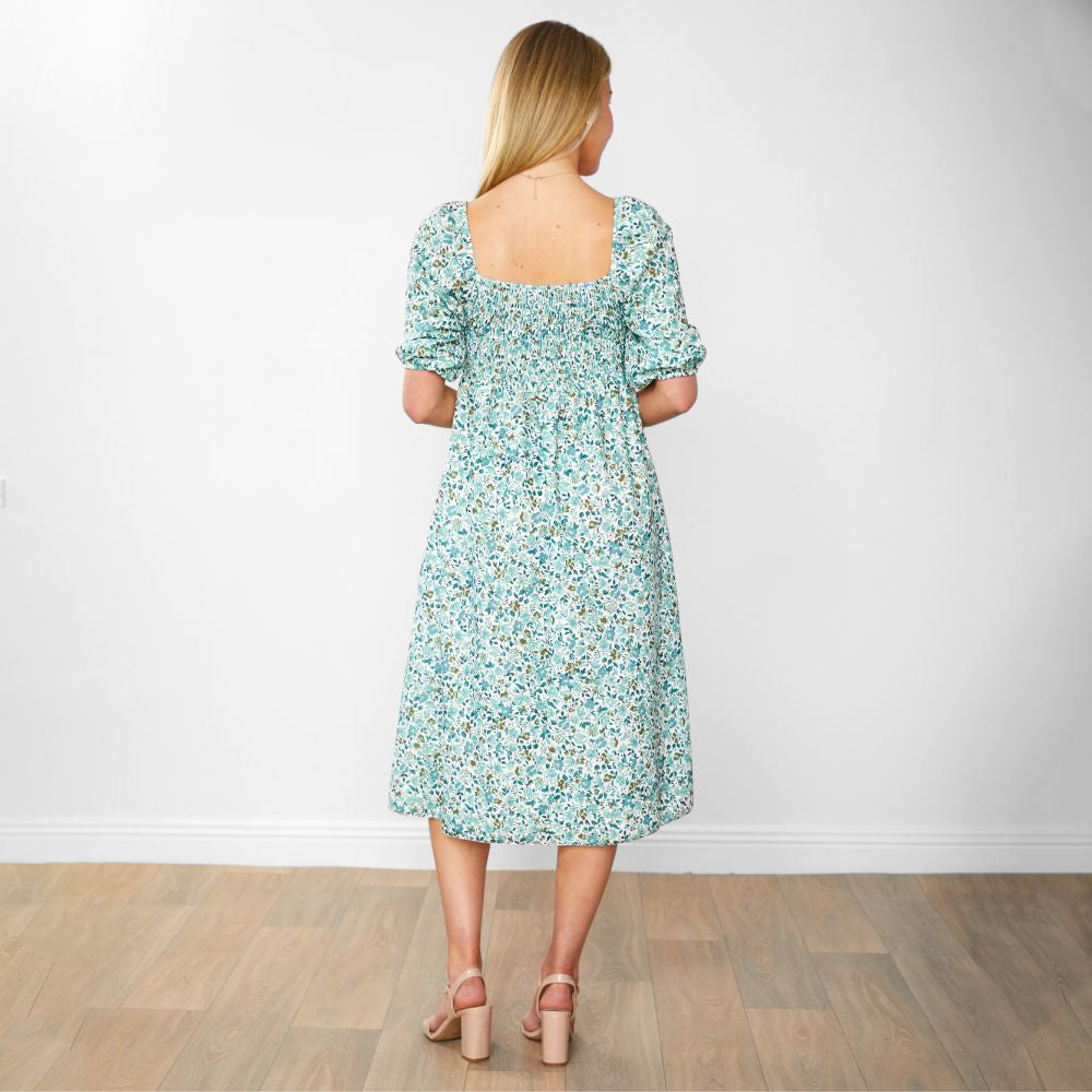 Georgia Dress (Green Flower)