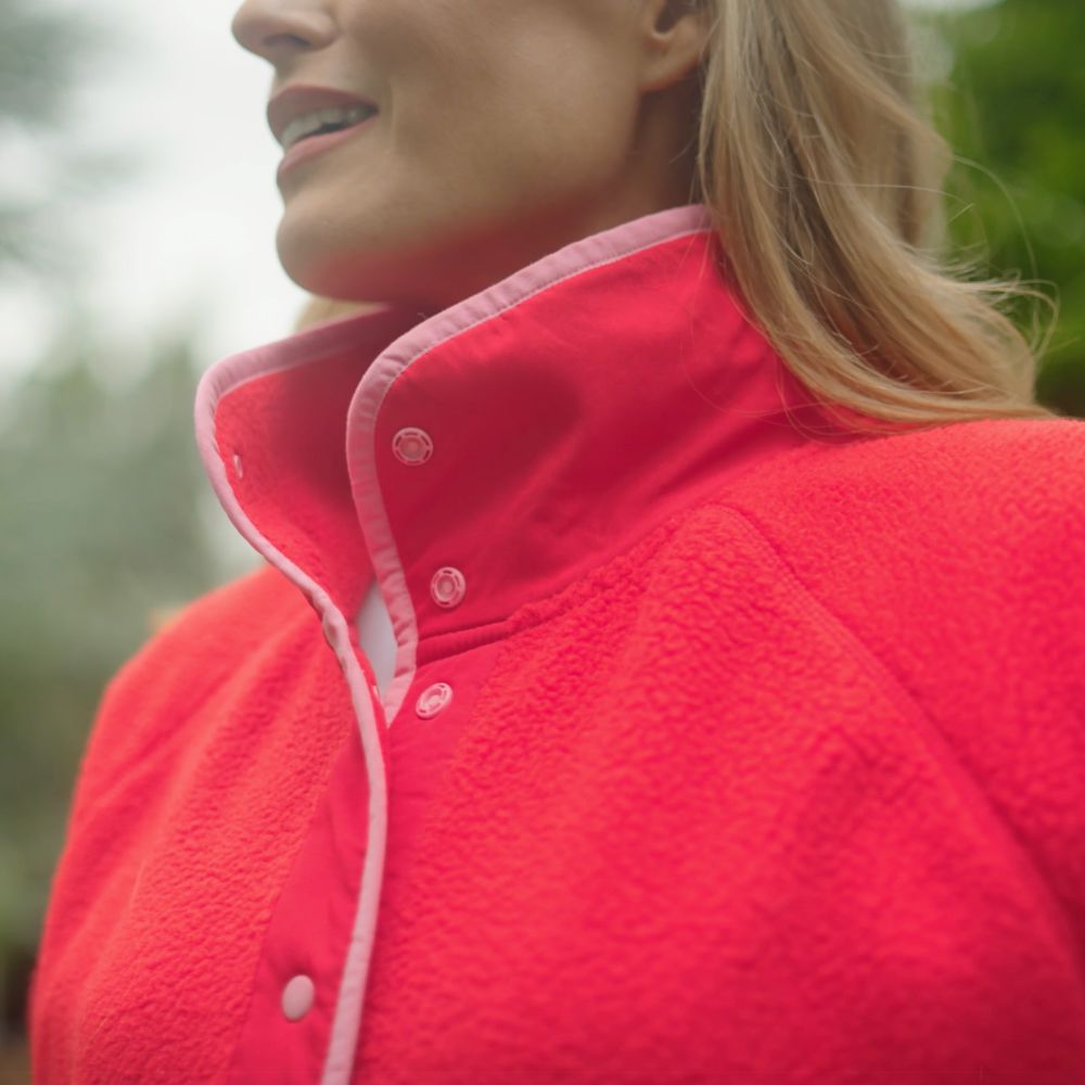 Molly Fleece Jacket (Coral Red/Pink Trim)