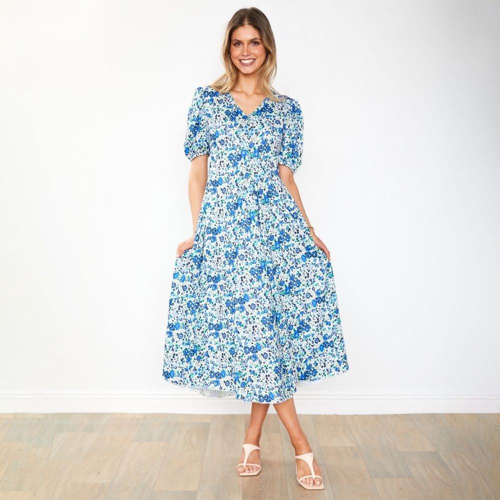 Flora Dress (Blue Rose)