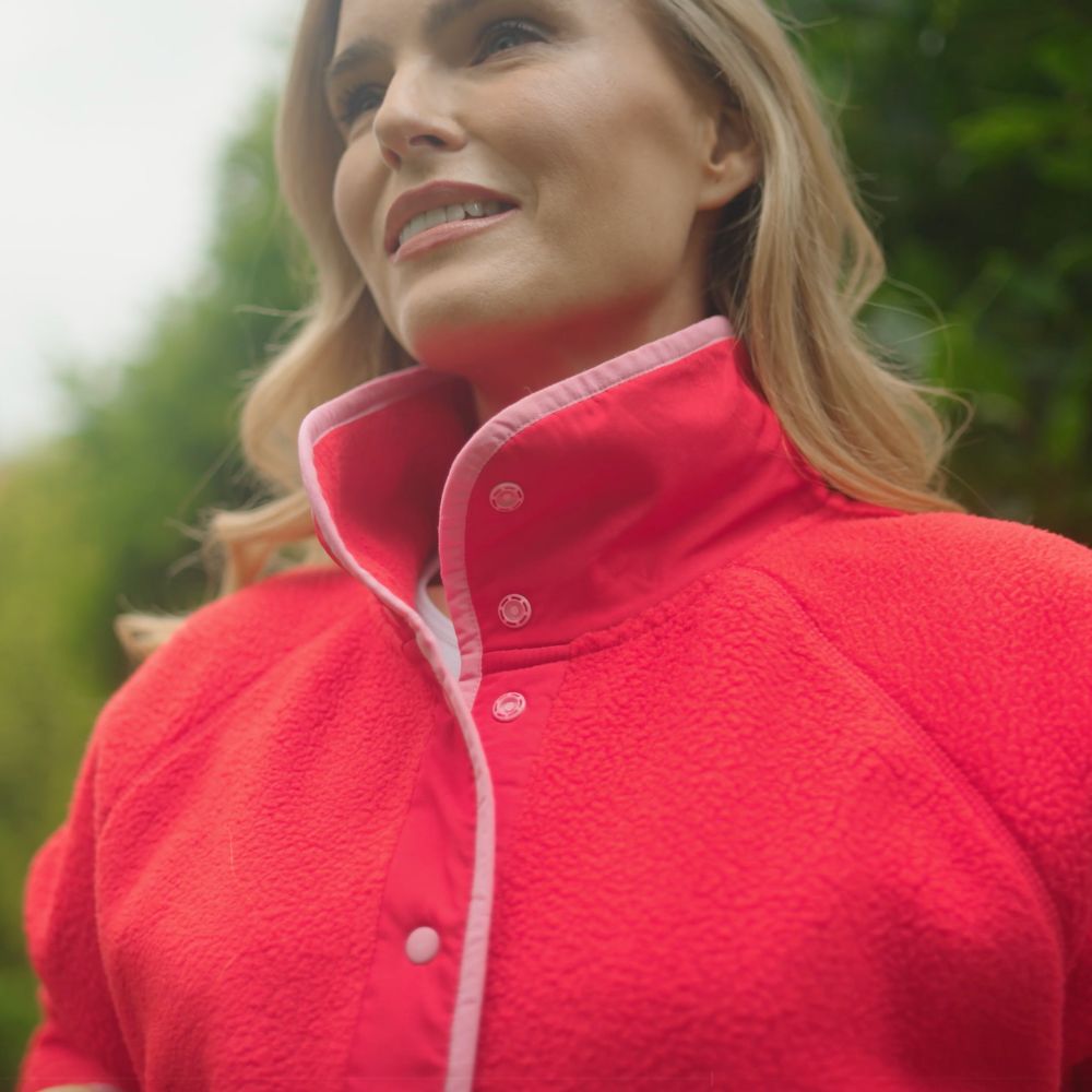 Molly Fleece Jacket (Coral Red/Pink Trim)