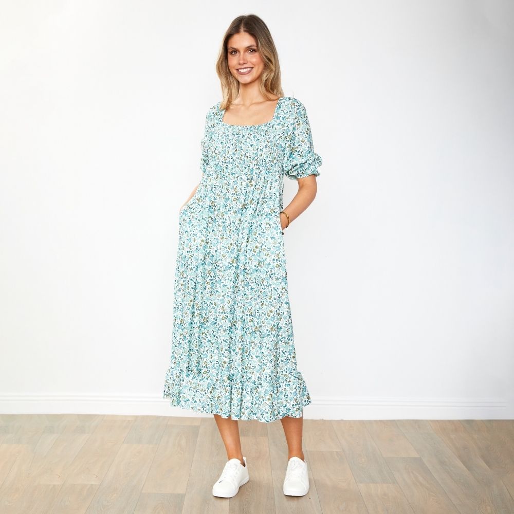 Vella Dress (Green Floral)