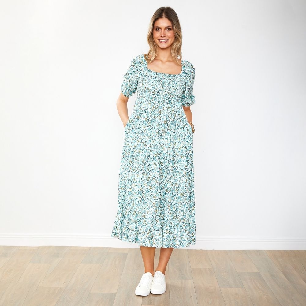 Vella Dress (Green Floral)