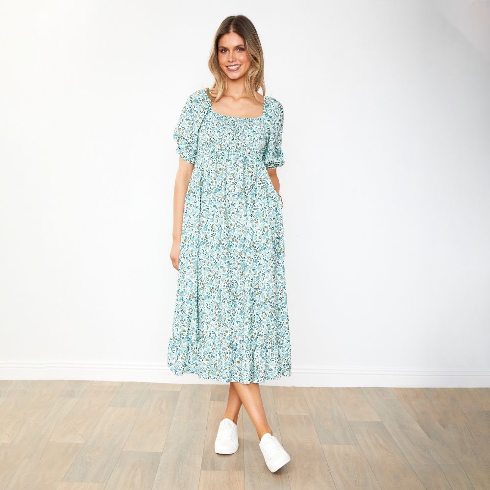 Vella Dress (Green Floral)
