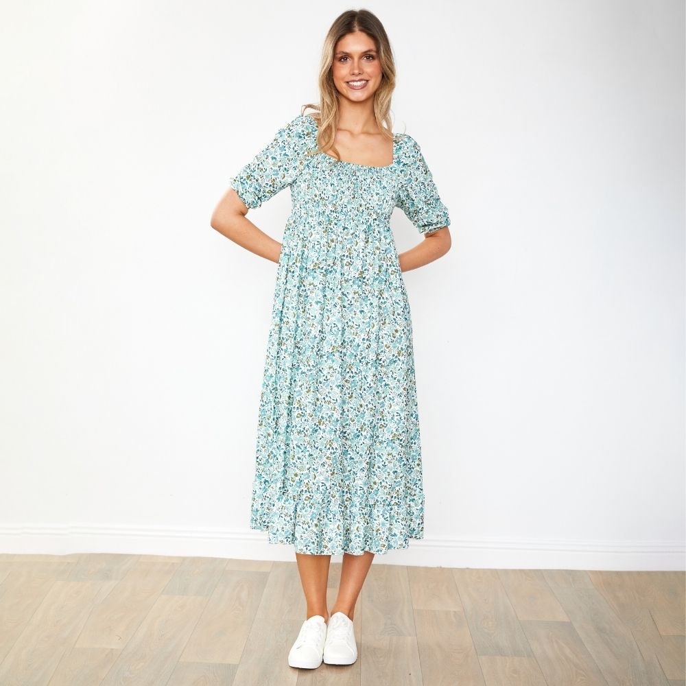 Vella Dress (Green Floral)