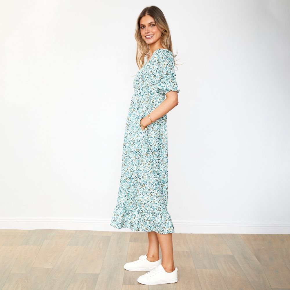 Vella Dress (Green Floral)