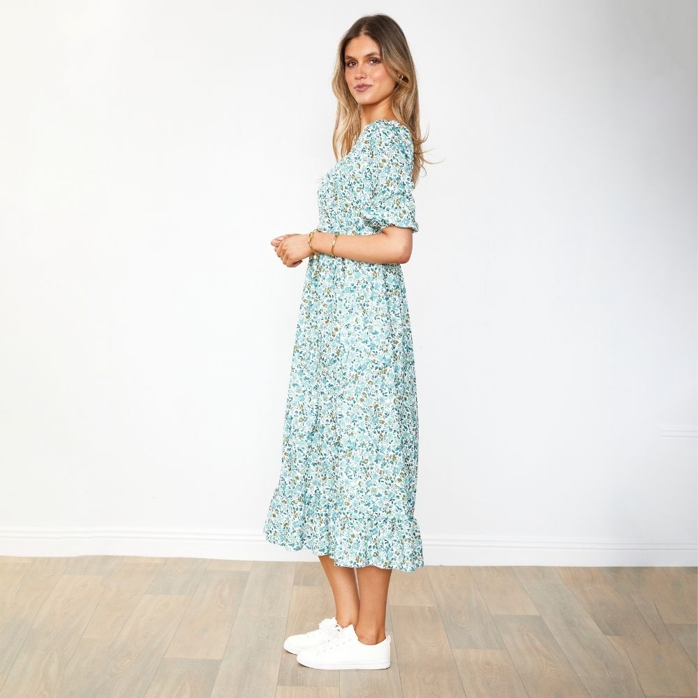 Vella Dress (Green Floral)