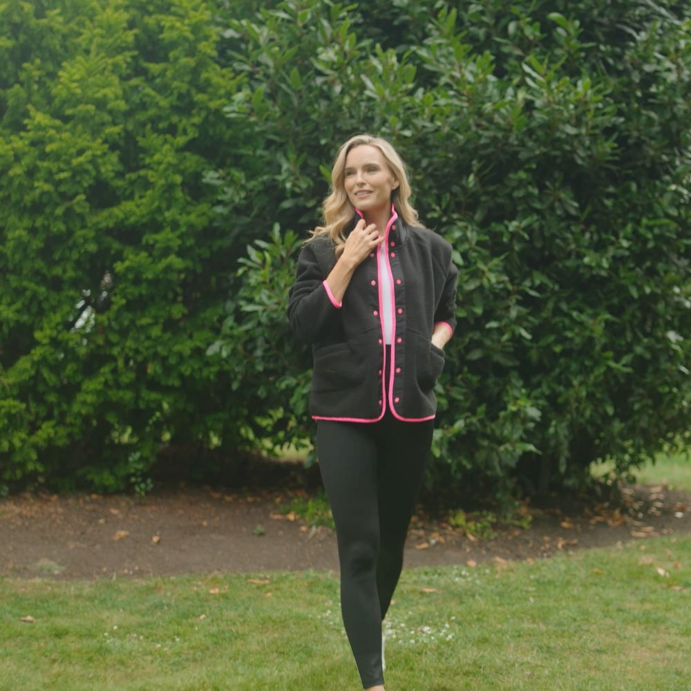 Molly Fleece Jacket (Black/Neon Pink Trim)