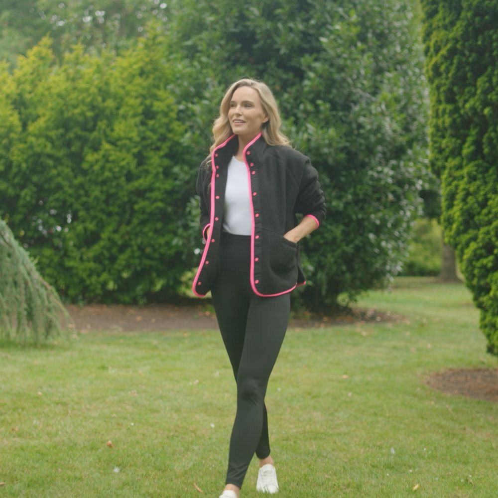 Molly Fleece Jacket (Black/Neon Pink Trim)