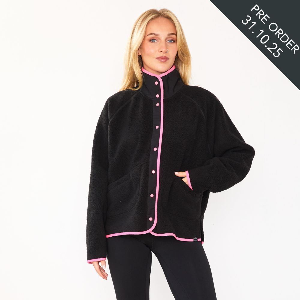 Molly Fleece Jacket (Black/Neon Pink Trim)