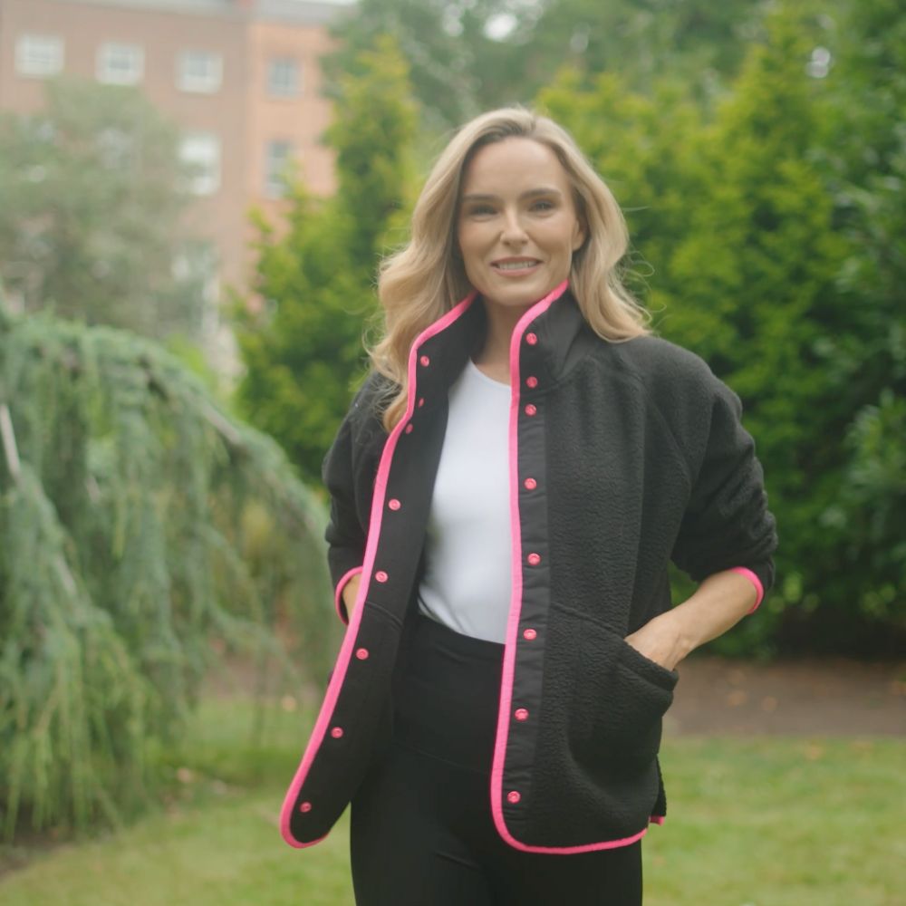 Molly Fleece Jacket (Black/Neon Pink Trim)