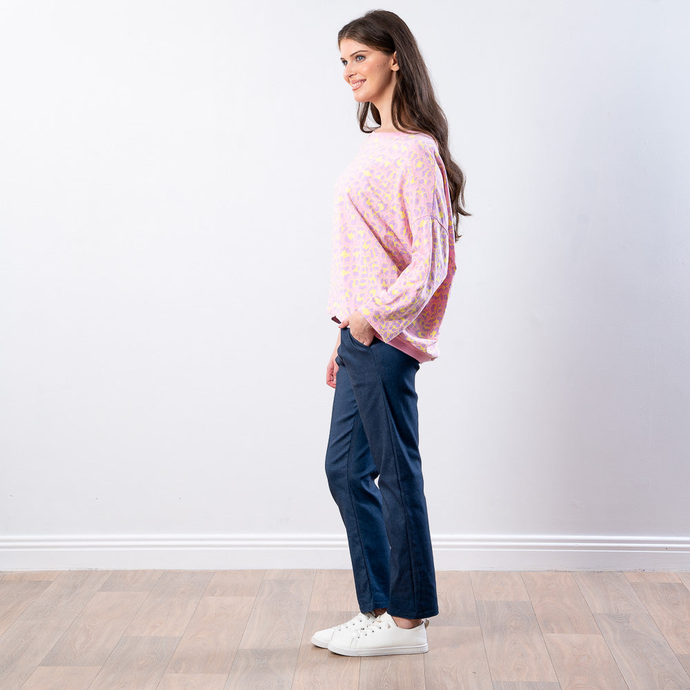 Cleo Leopard Sweat Top (Pink Lilac)