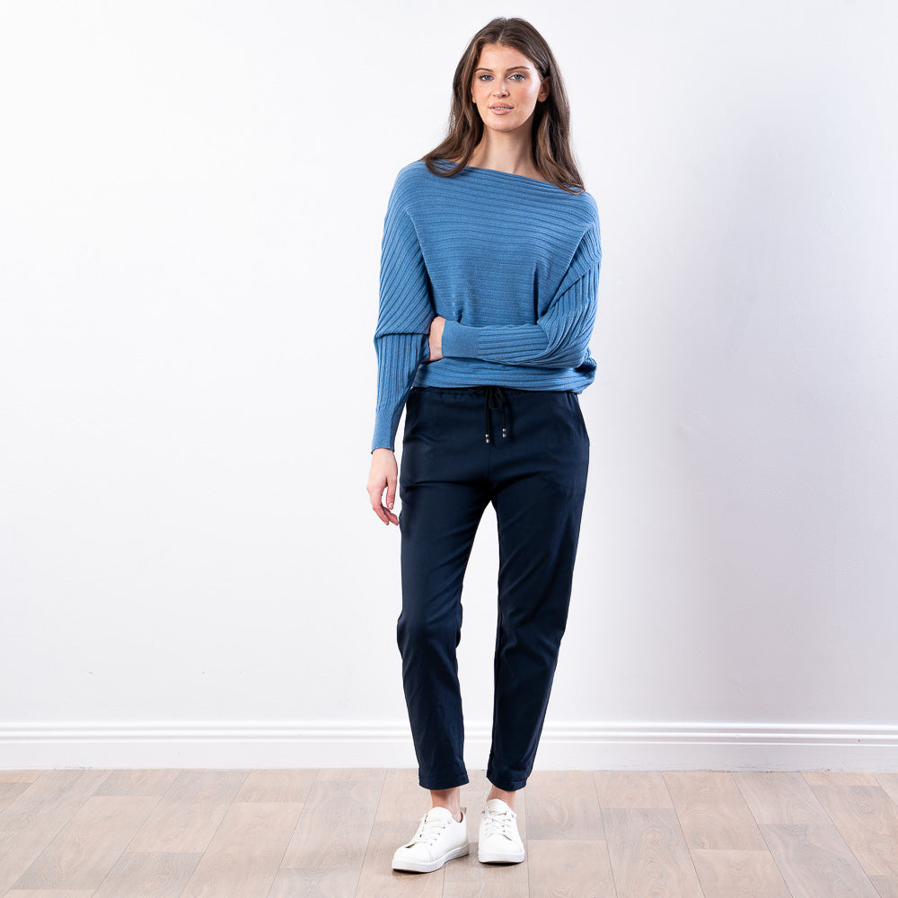 Ellis Batwing Round Neck Top (Blue)