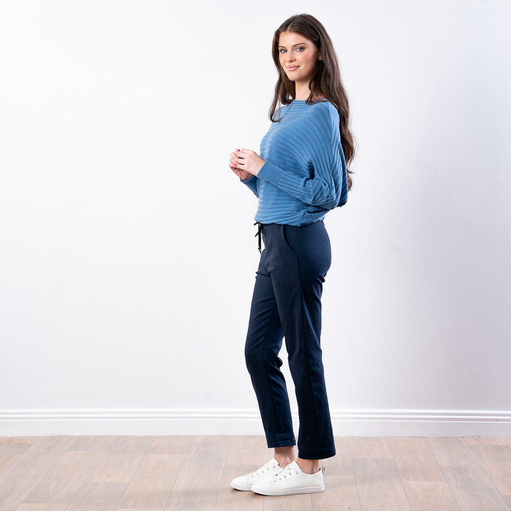 Ellis Batwing Round Neck Top (Blue)