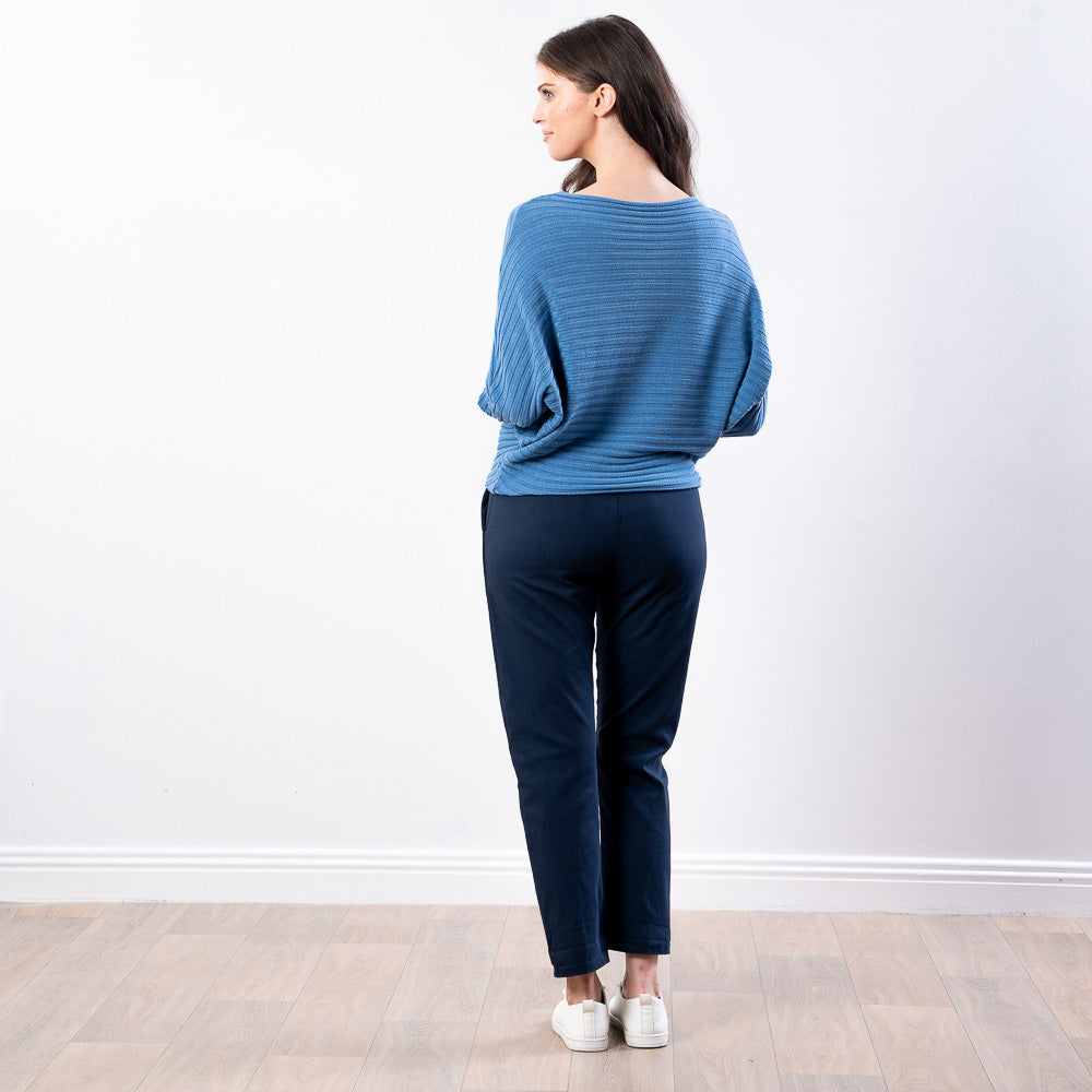 Ellis Batwing Round Neck Top (Blue)