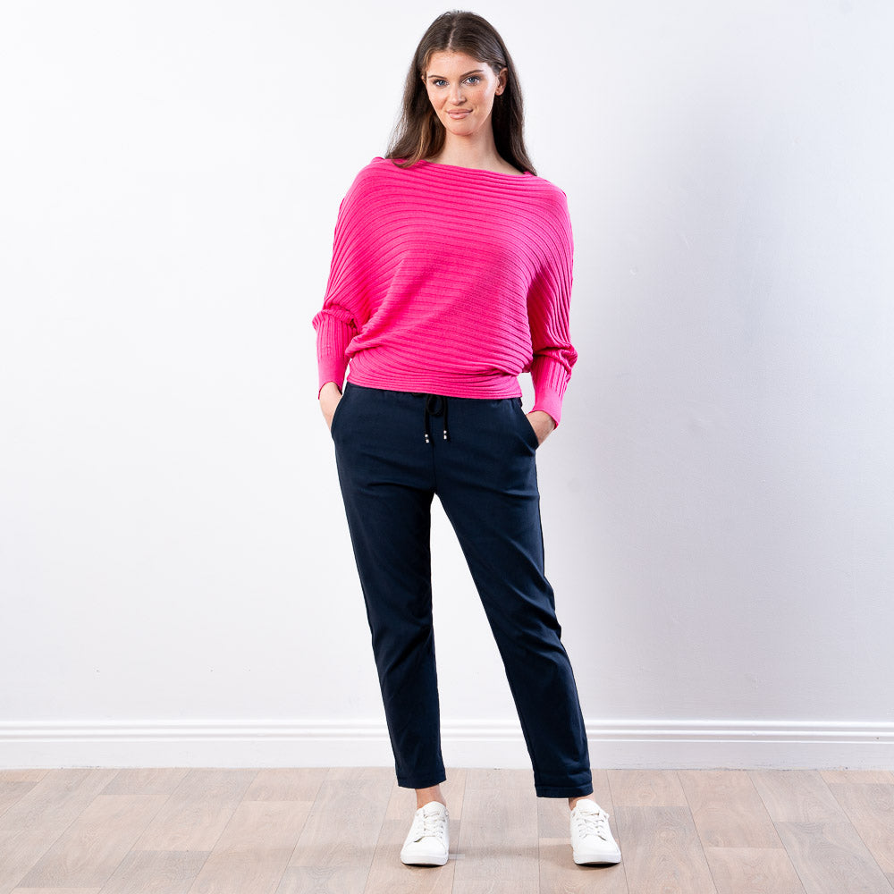 Ellis Batwing Round Neck Top (Pink)