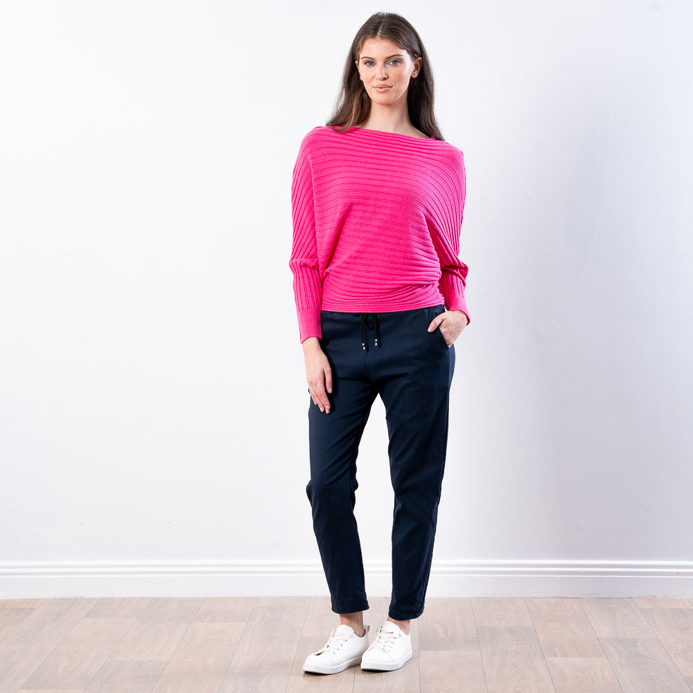 Ellis Batwing Round Neck Top (Pink)
