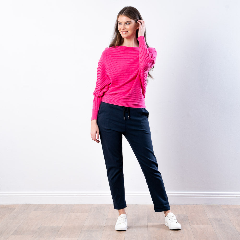 Ellis Batwing Round Neck Top (Pink)