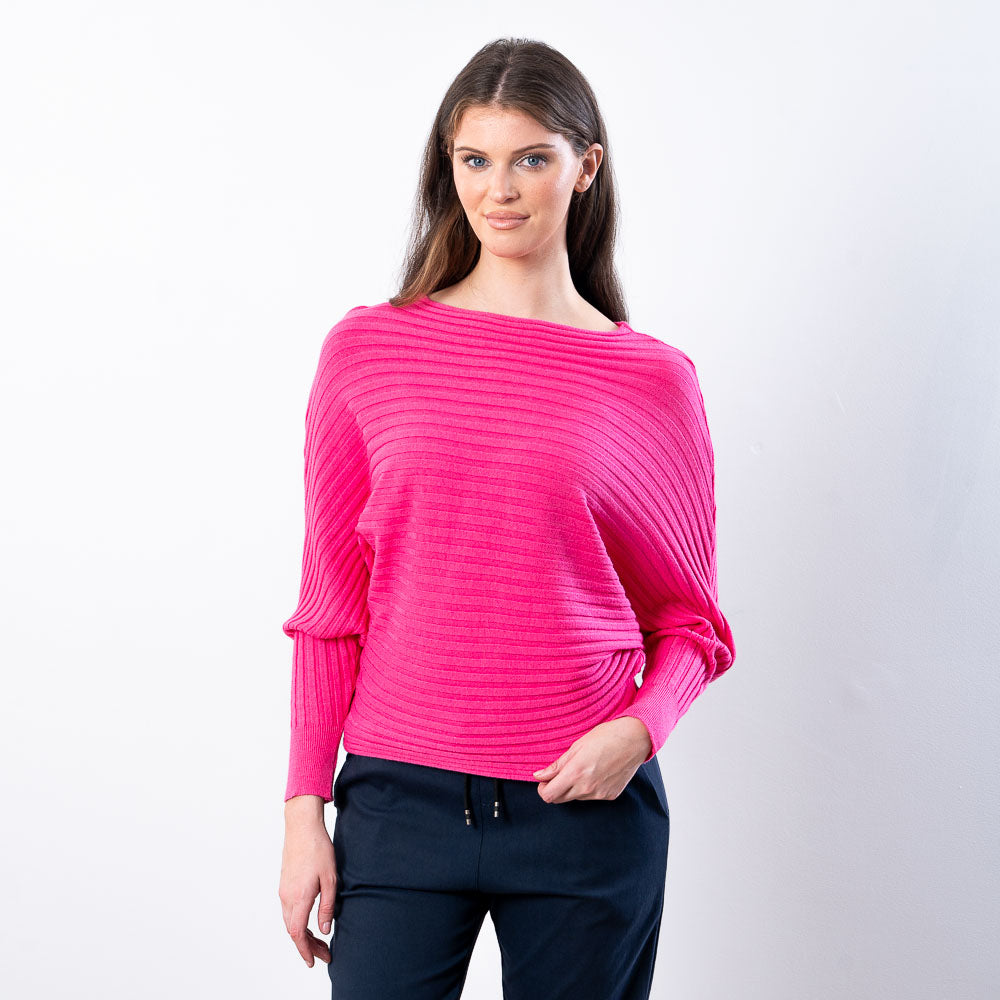 Ellis Batwing Round Neck Top (Pink)