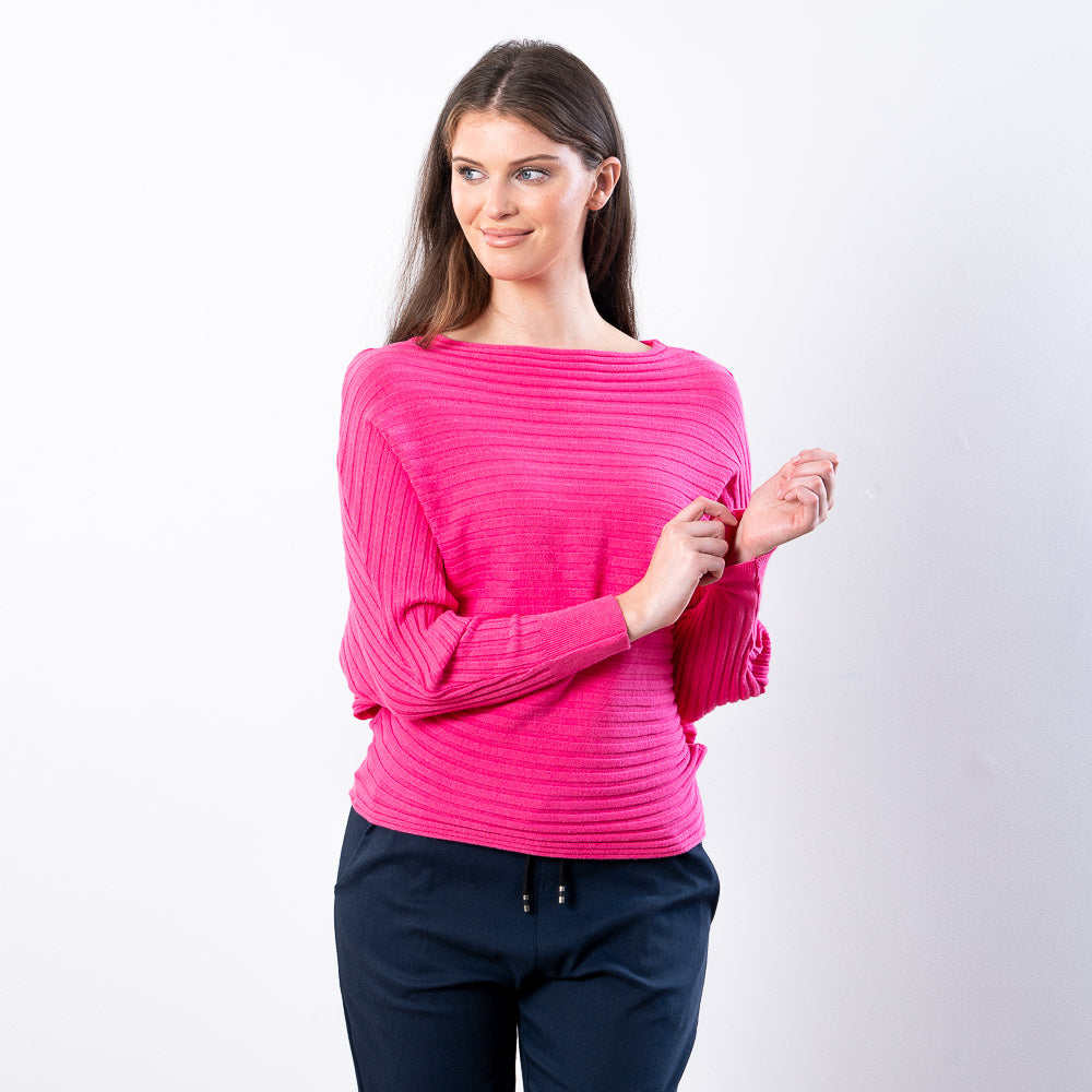 Ellis Batwing Round Neck Top (Pink)