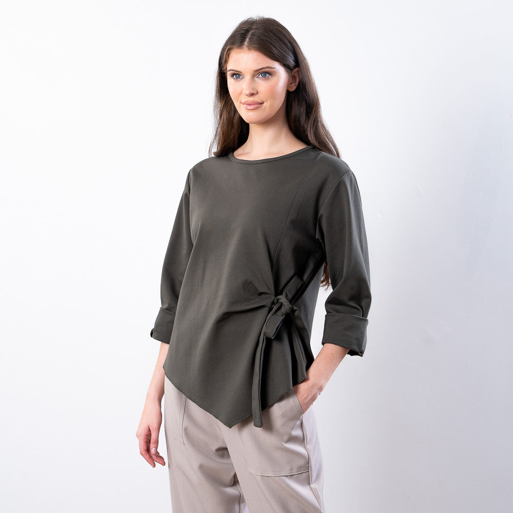 Stella Tie Belt Top (Khaki)