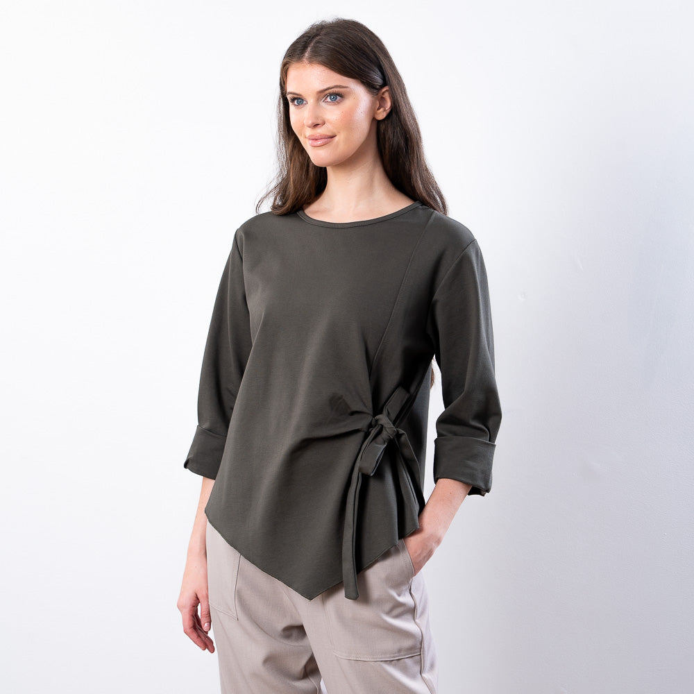 Stella Tie Belt Top (Khaki)