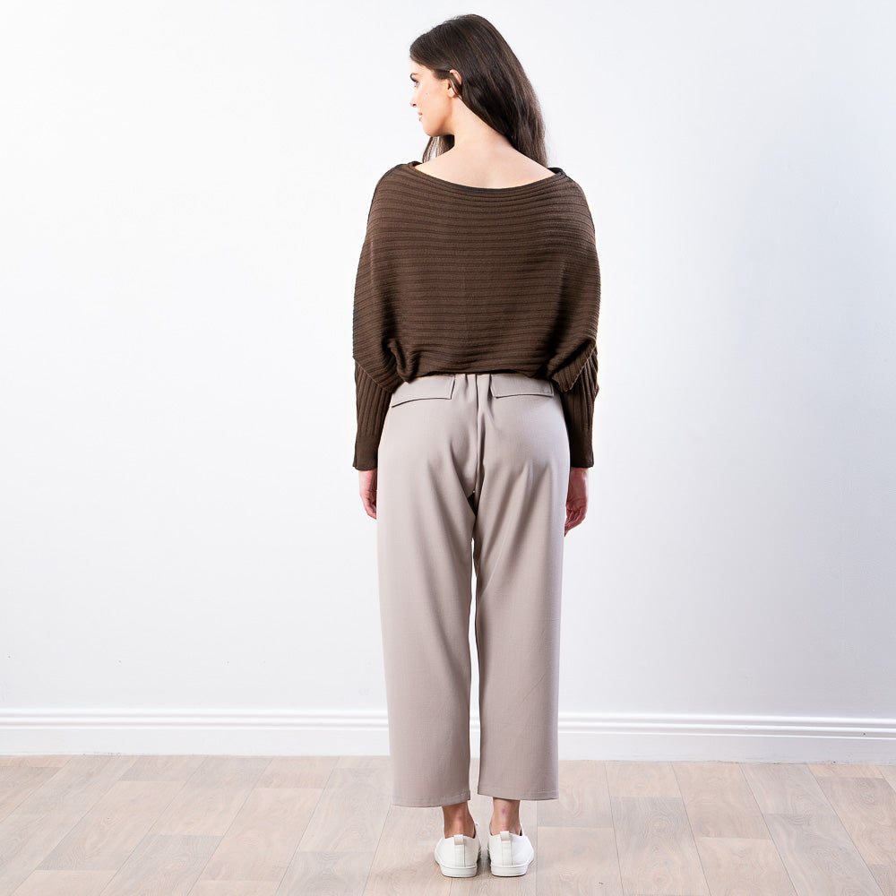 Ellis Batwing Round Neck Top (Brown)