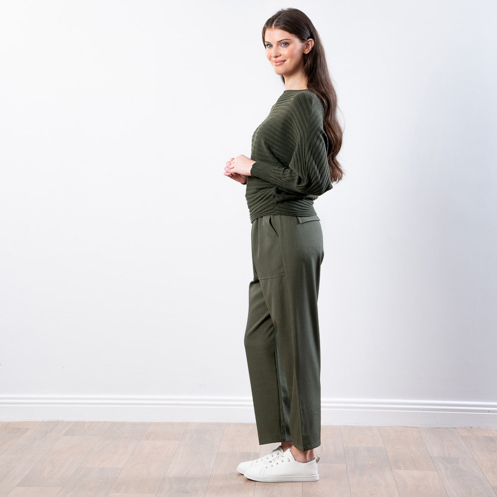 Ellis Batwing Round Neck Top (Khaki)