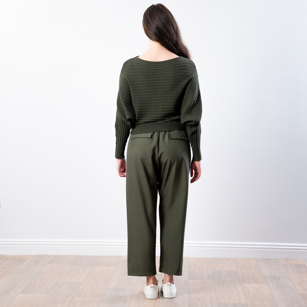 Ellis Batwing Round Neck Top (Khaki)