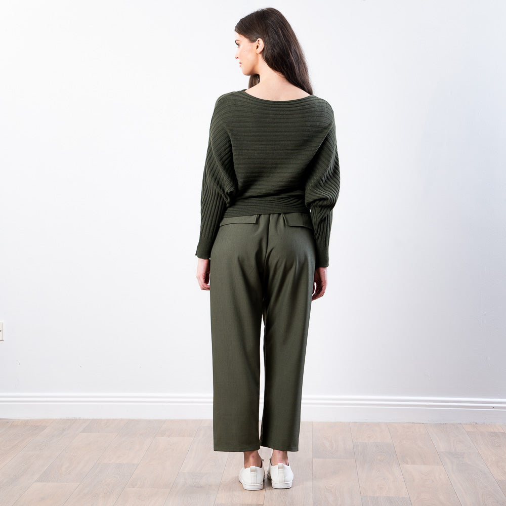 Ellis Batwing Round Neck Top (Khaki)
