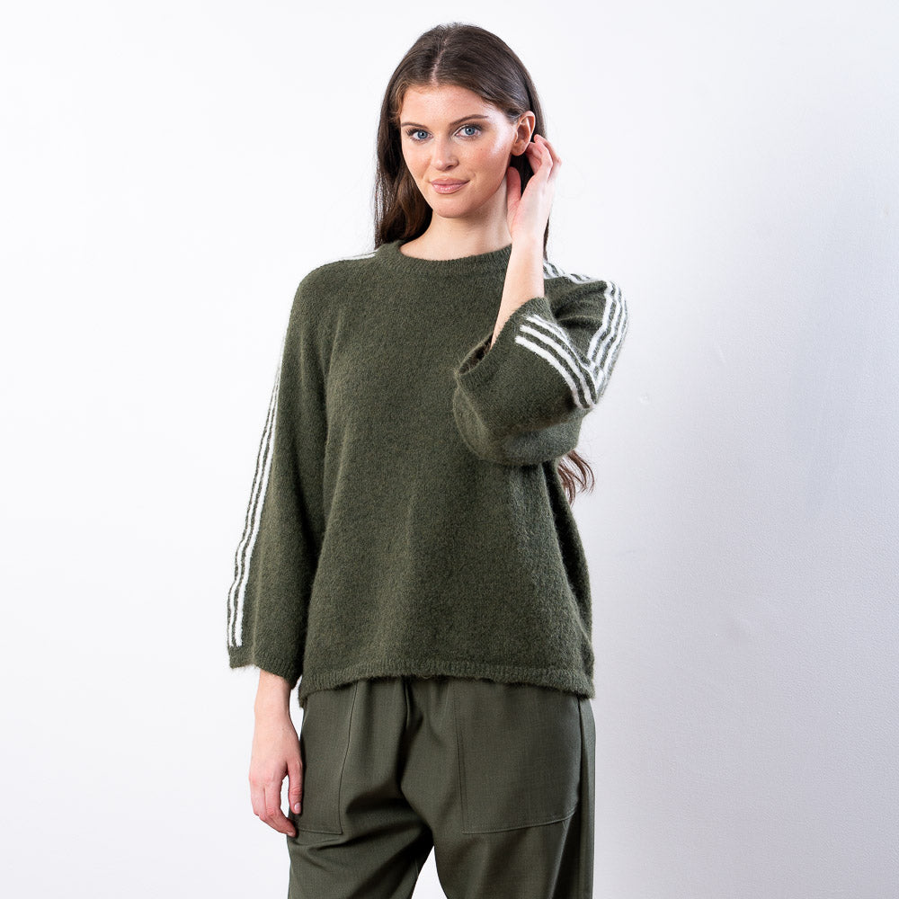 Debbie Knit Jumper Stripe (Khaki)