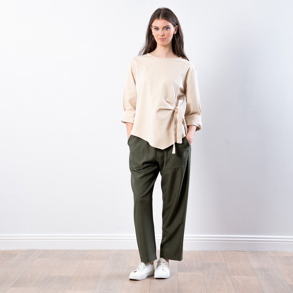 Stella Tie Belt Top (Beige)