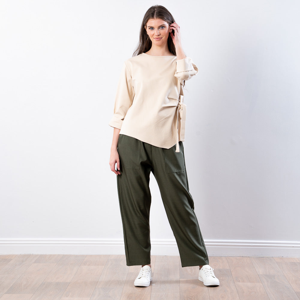Stella Tie Belt Top (Beige)