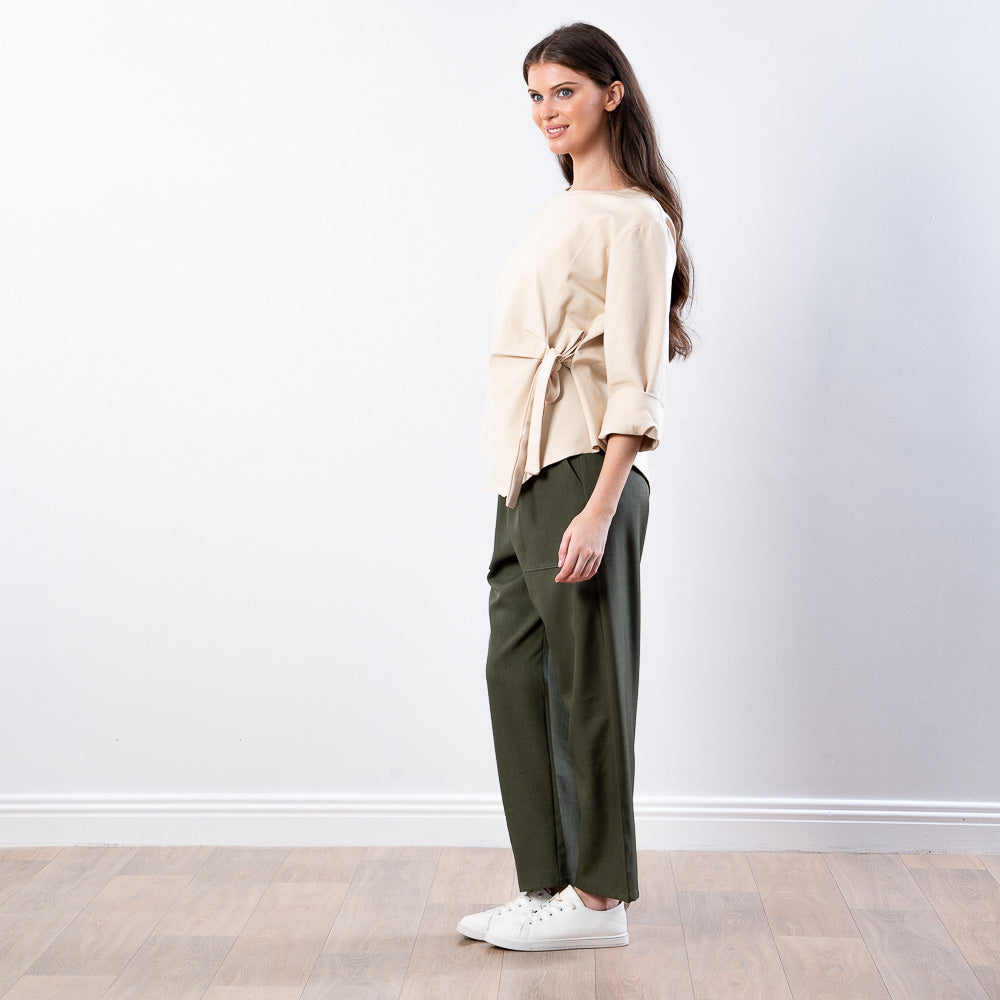 Stella Tie Belt Top (Beige)