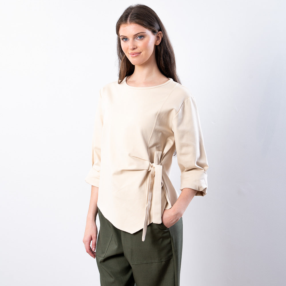 Stella Tie Belt Top (Beige)