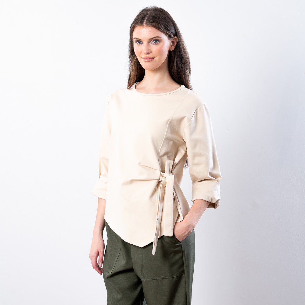 Stella Tie Belt Top (Beige)