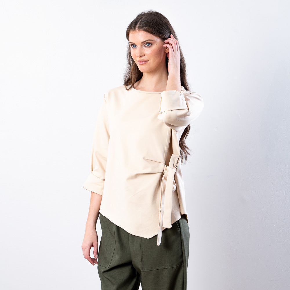 Stella Tie Belt Top (Beige)