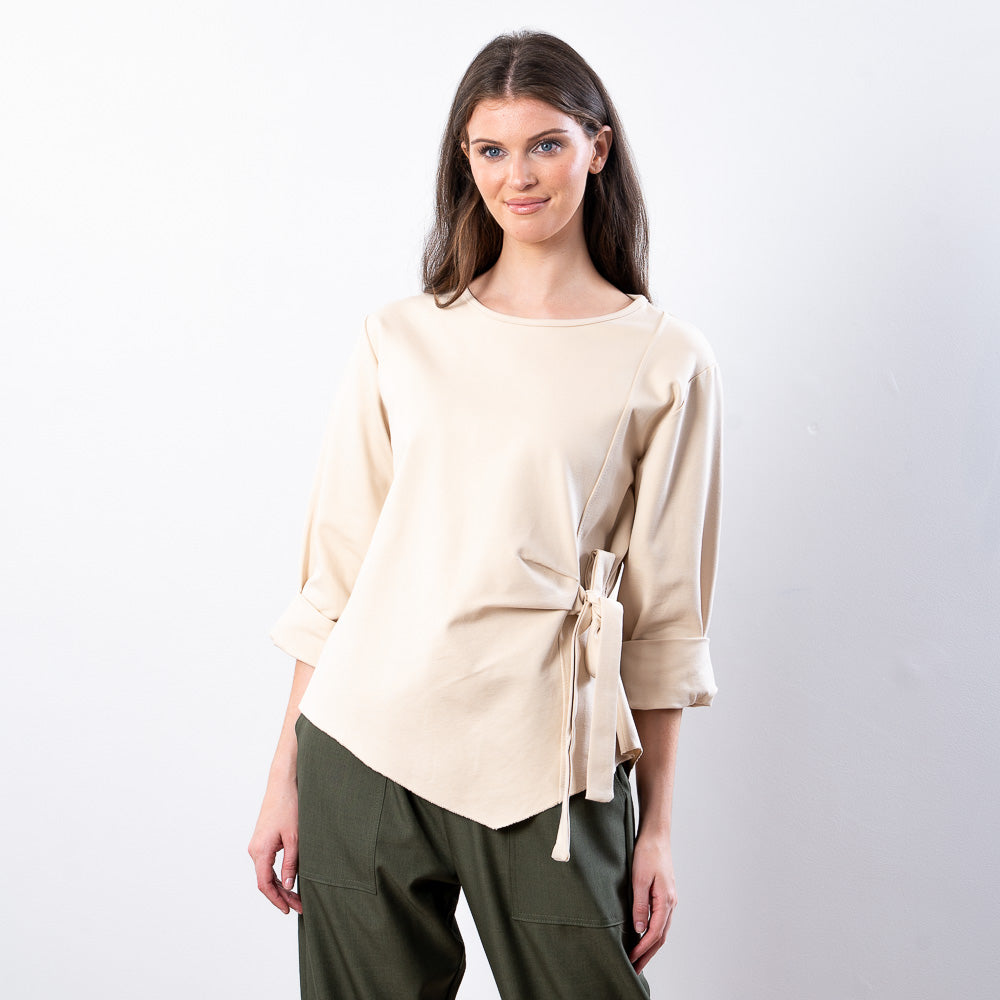 Stella Tie Belt Top (Beige)
