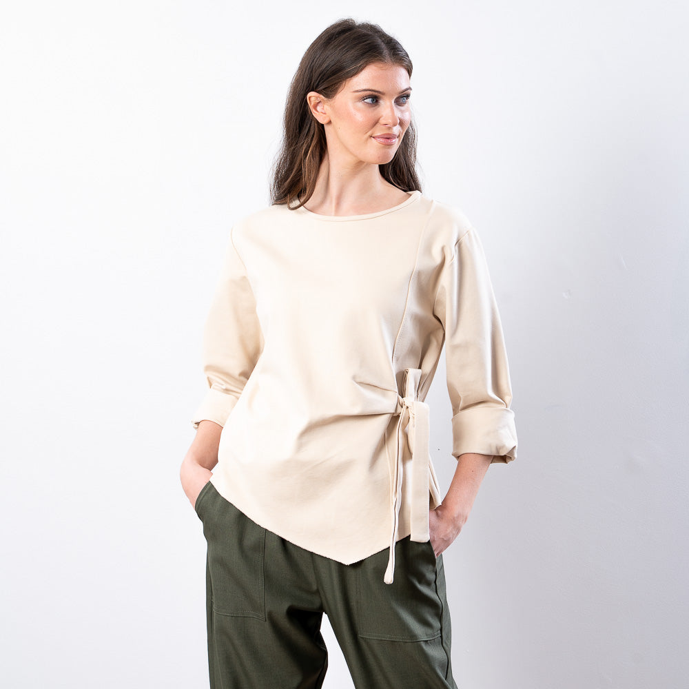 Stella Tie Belt Top (Beige)