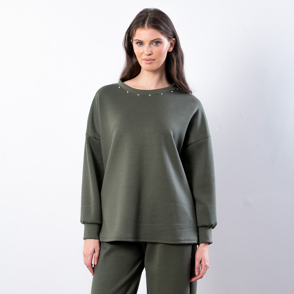 Dixie Co-ord in khaki – two-piece co-ord set, approx. 29" inside leg, image 3