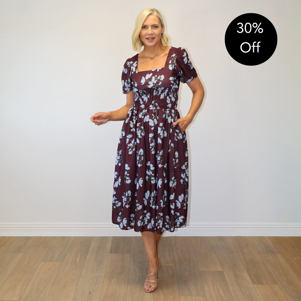 Iris Dress (Berry Blue Flower)