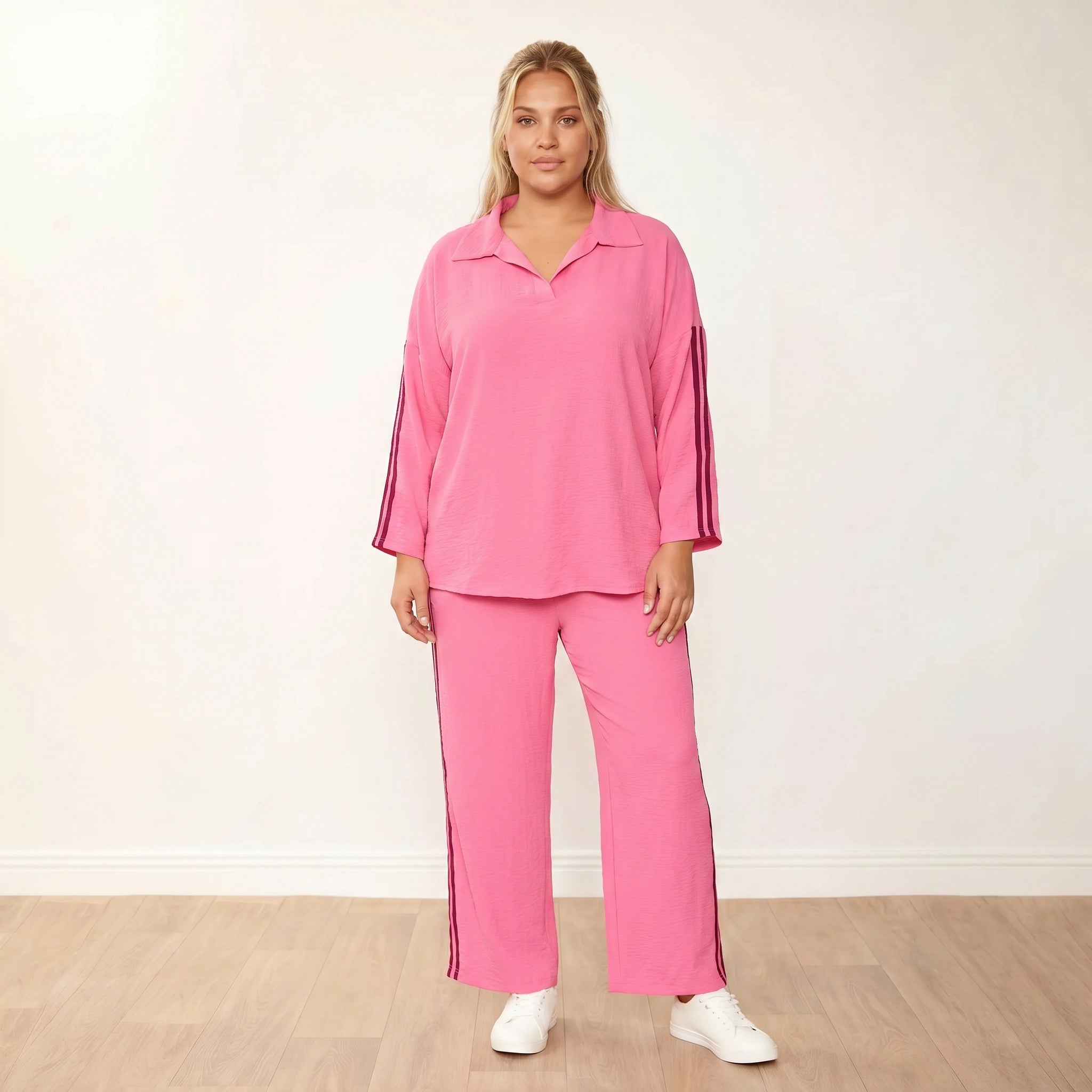 Clara Co-Ord (Pink/Berry) - Plus Size XXL - Front Arms at Sides