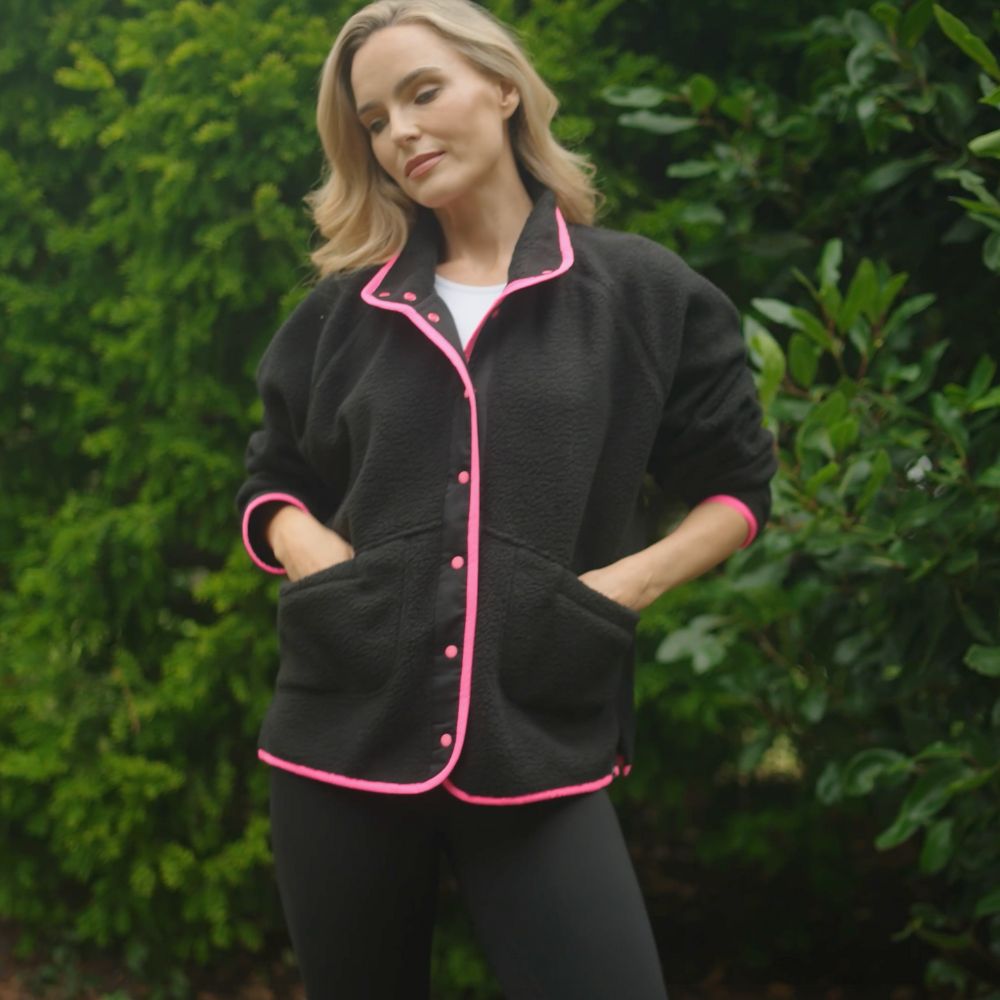 Molly Fleece Jacket (Black/Neon Pink Trim)
