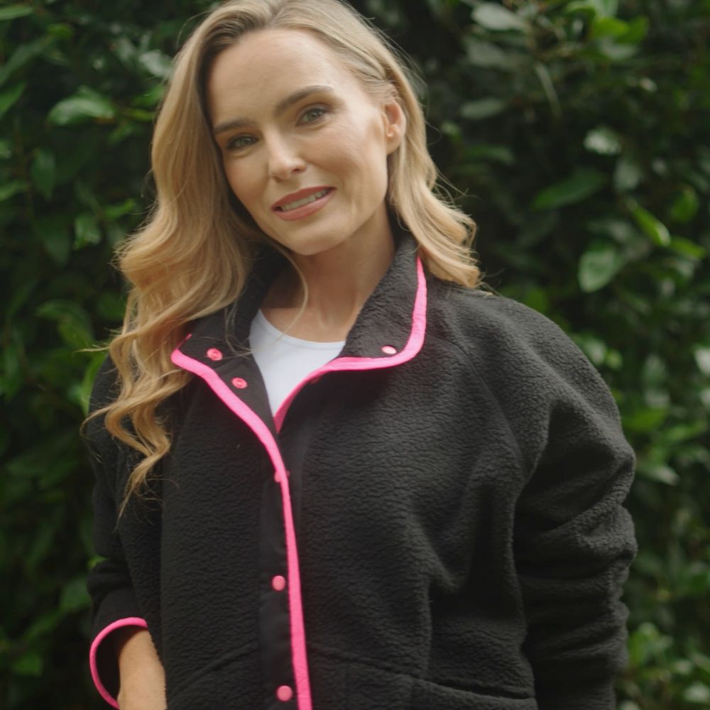 Molly Fleece Jacket (Black/Neon Pink Trim)