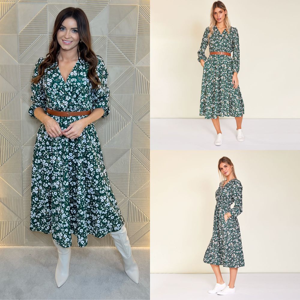 Carrie Dress (Floral Green)